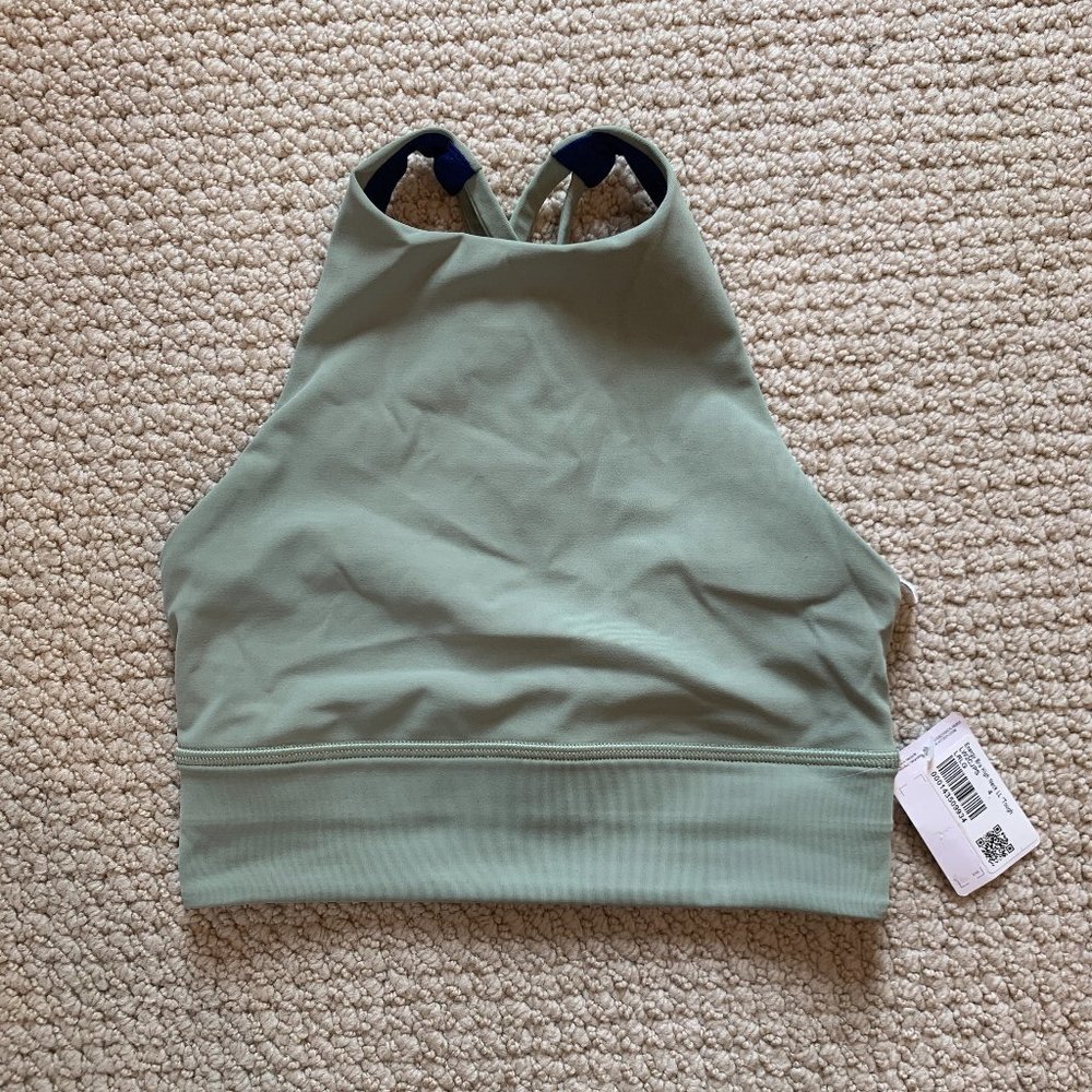 Lululemon Energy High-Neck Longline Tough Bra in laurel green